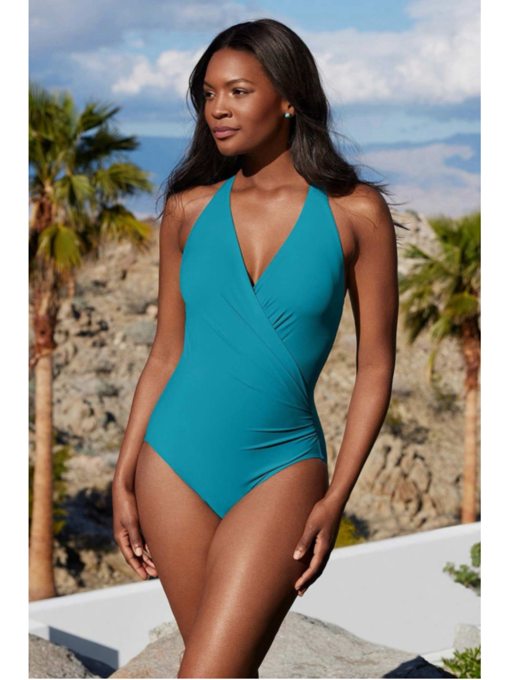 MIRACLESUIT Size 14 Wrapsody Maldives Blue One Piece Slimming Swimsuit Beach